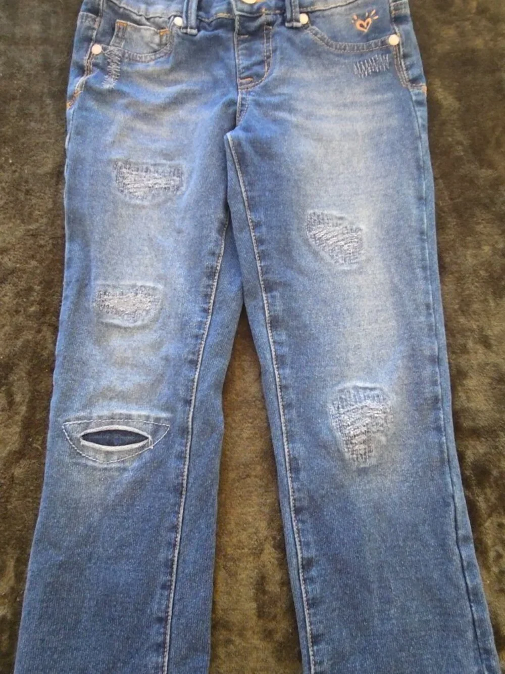 Justice Premium Jeans Girls Size 10R Distressed Bootcut Denim